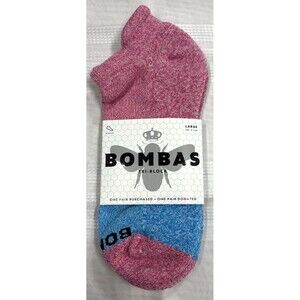 Bombas Unisex Ankle Socks Pink and Blue Tri-Block Size Large NWT